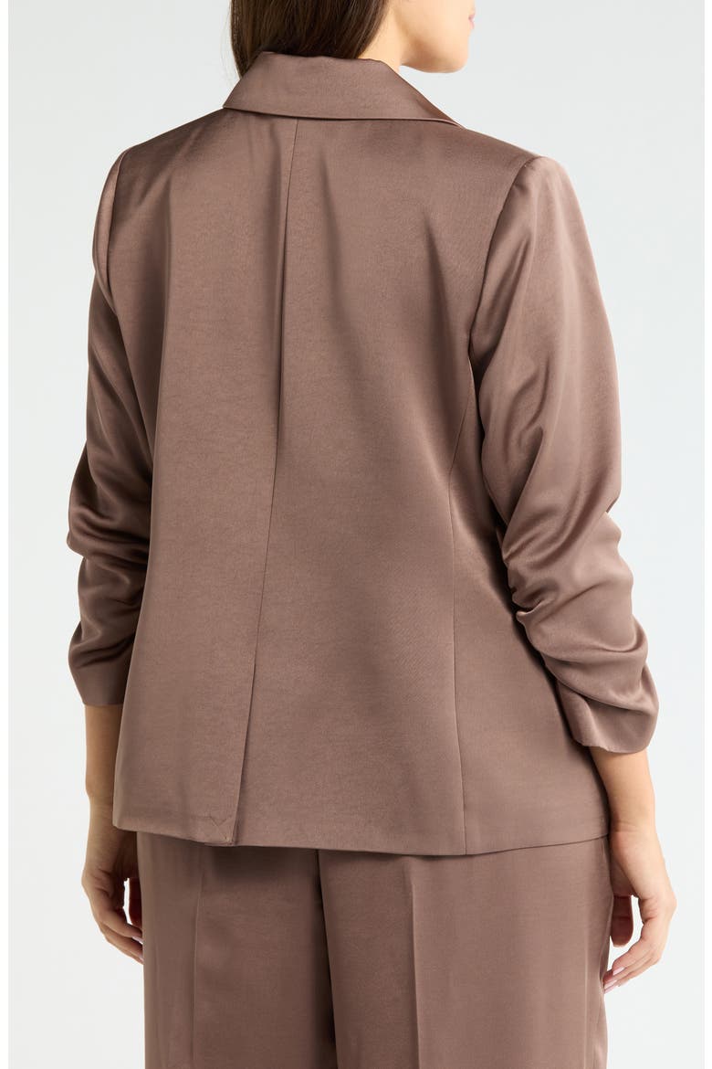 Double Breasted Satin Blazer, Alternate, color, MOCHA