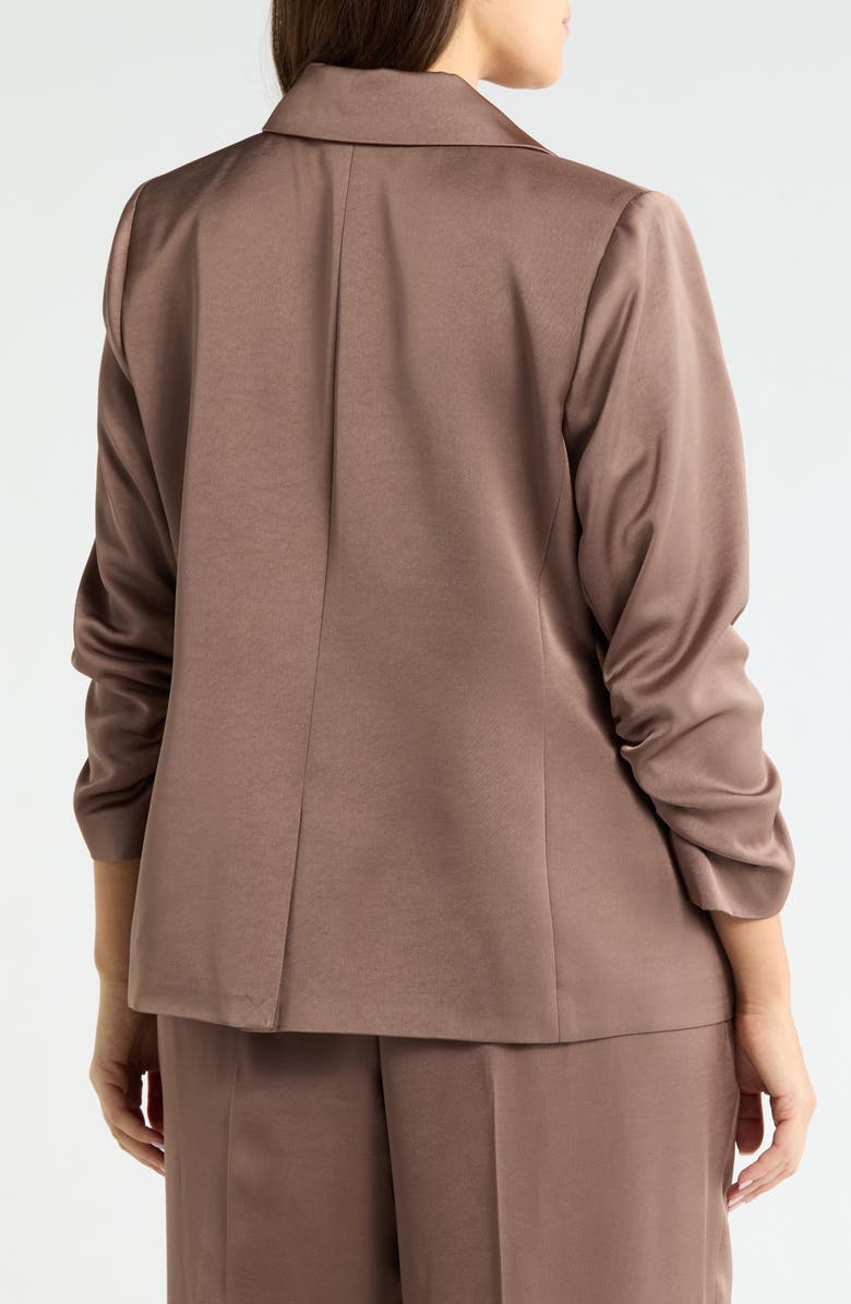 Tahari ASL Double Breasted Satin Blazer, Alternate, color, Mocha