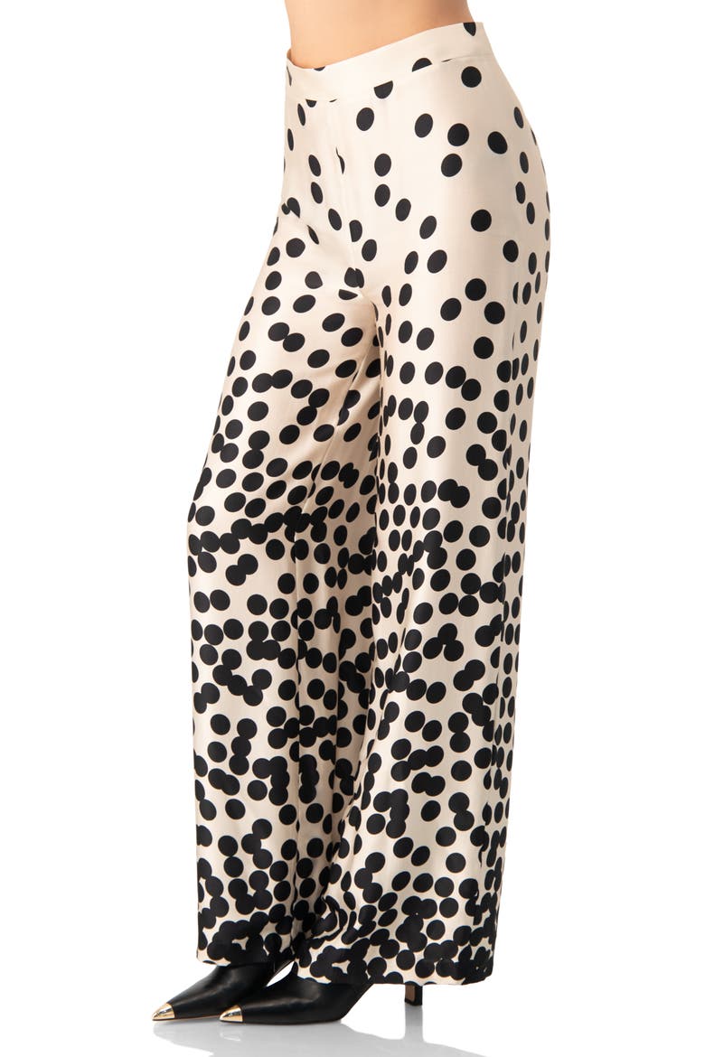 Wide-Leg Polka Dot Palazzo Trousers, Alternate, color, Natural