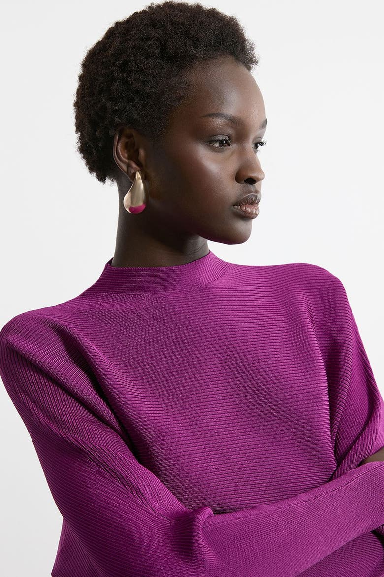 Drape Knit Bat Wing Pencil Midi Dress, Alternate, color, Magenta