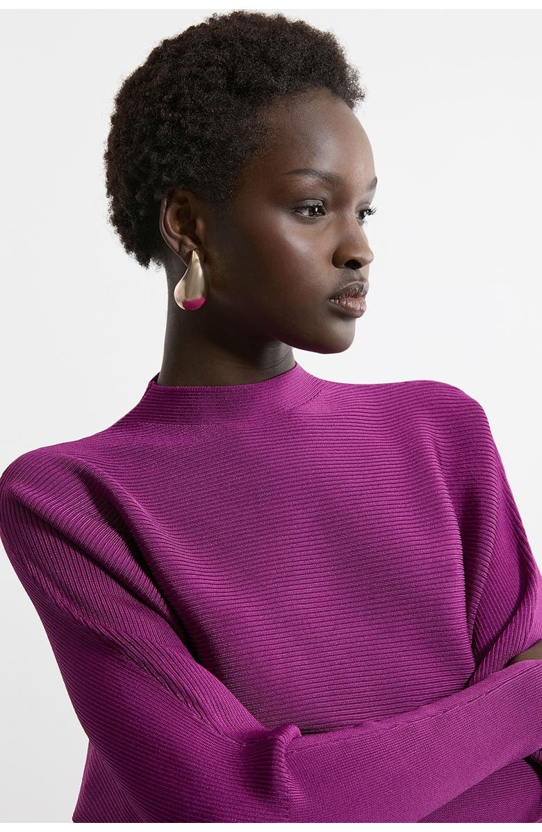 Karen Millen Drape Knit Bat Wing Pencil Midi Dress, Alternate, color, Magenta