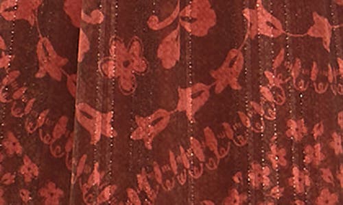 Socialite Printed Mock Neck Chiffon Maxi Dress In Red