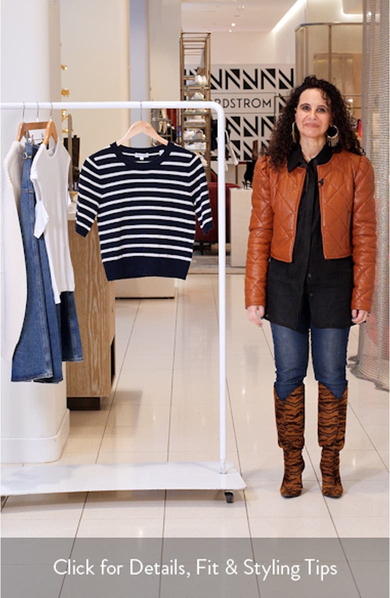 Shana Stripe Short Sleeve Cashmere Sweater, sales video thumbnail