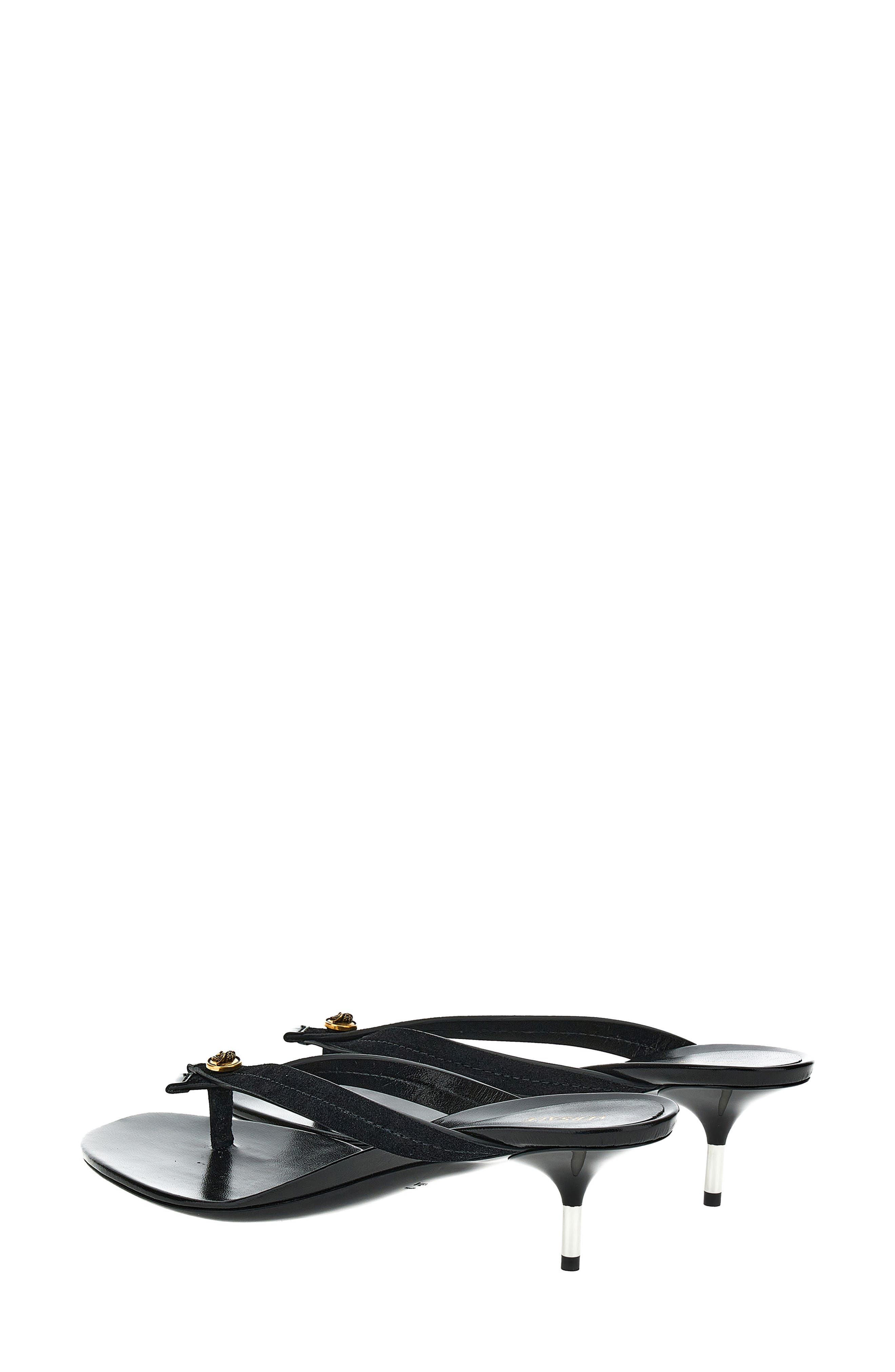 Medusa Leather Thong Sandal, Alternate, color, BLACK-GOLD