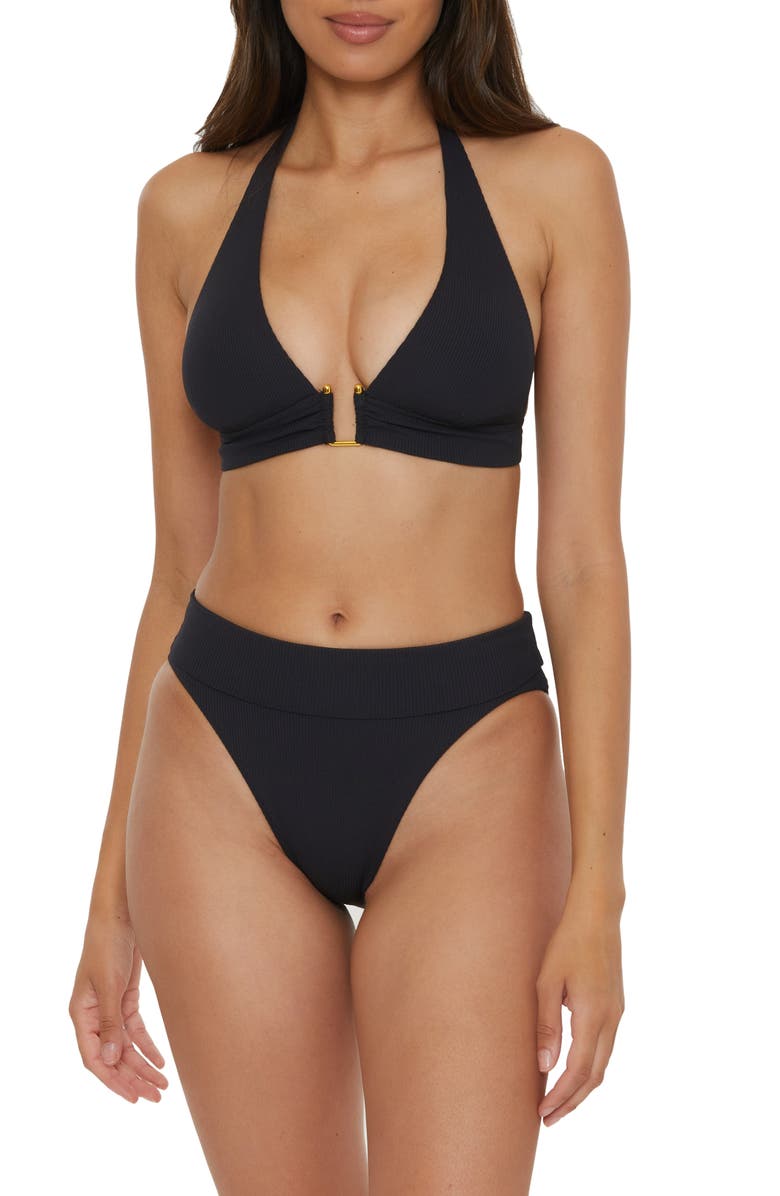 Becca Modern Edge High Waist Bikini Bottoms, Alternate, color, 