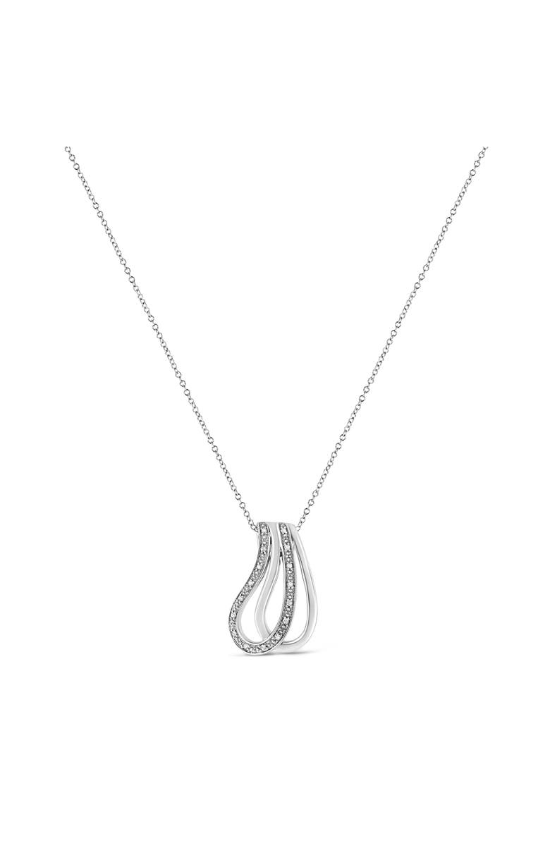 Haus of Brilliance .925 Sterling Silver Pave-Set Diamond Accent Double Curve Pendant Necklace, Alternate, color, White