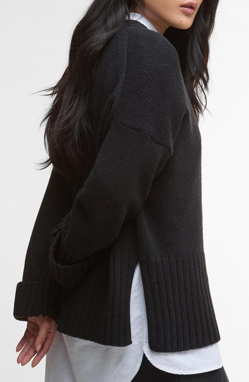 Barbour Sophia Cotton & Wool Blend Tunic Sweater In Black