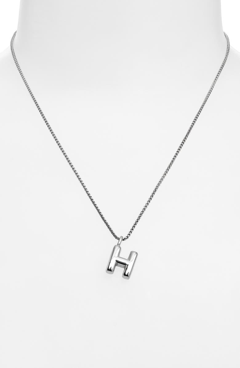 Open Edit Waterproof Bubble Initial Pendant Necklace, Alternate, color, H- Silver