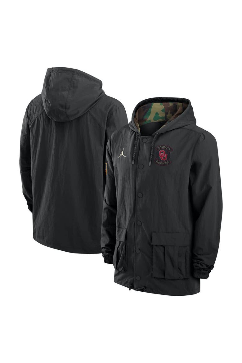 Men's Jordan Brand Black Oklahoma Sooners 2025 NCAA Military Appreciation Full-Snap Jacket, Main, color, Black