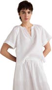 Haven Well Within Linen Gathered V-Neck Top