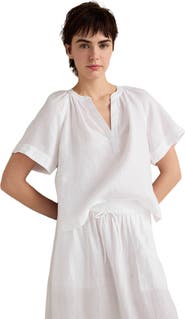 Haven Well Within Linen Gathered V-Neck Top