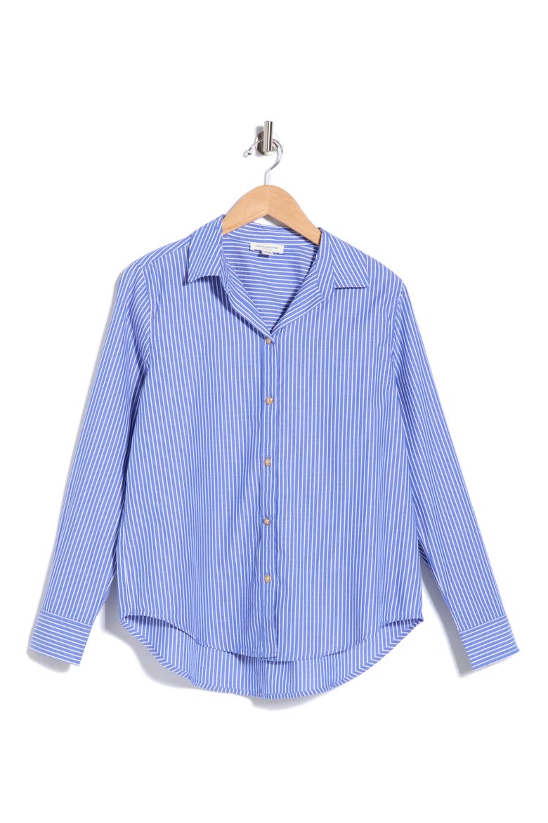 Bentley Stripe Long Sleeve Cotton Button-Up Shirt, Alternate, color, HUDSON RIVER