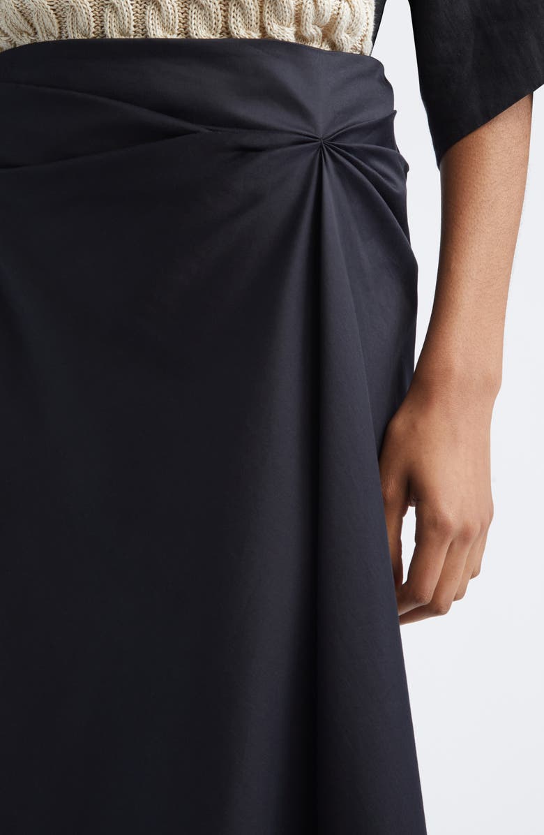 Max Mara Paggi Asymmetrical Stretch Sateen Midi Skirt, Alternate, color, Black