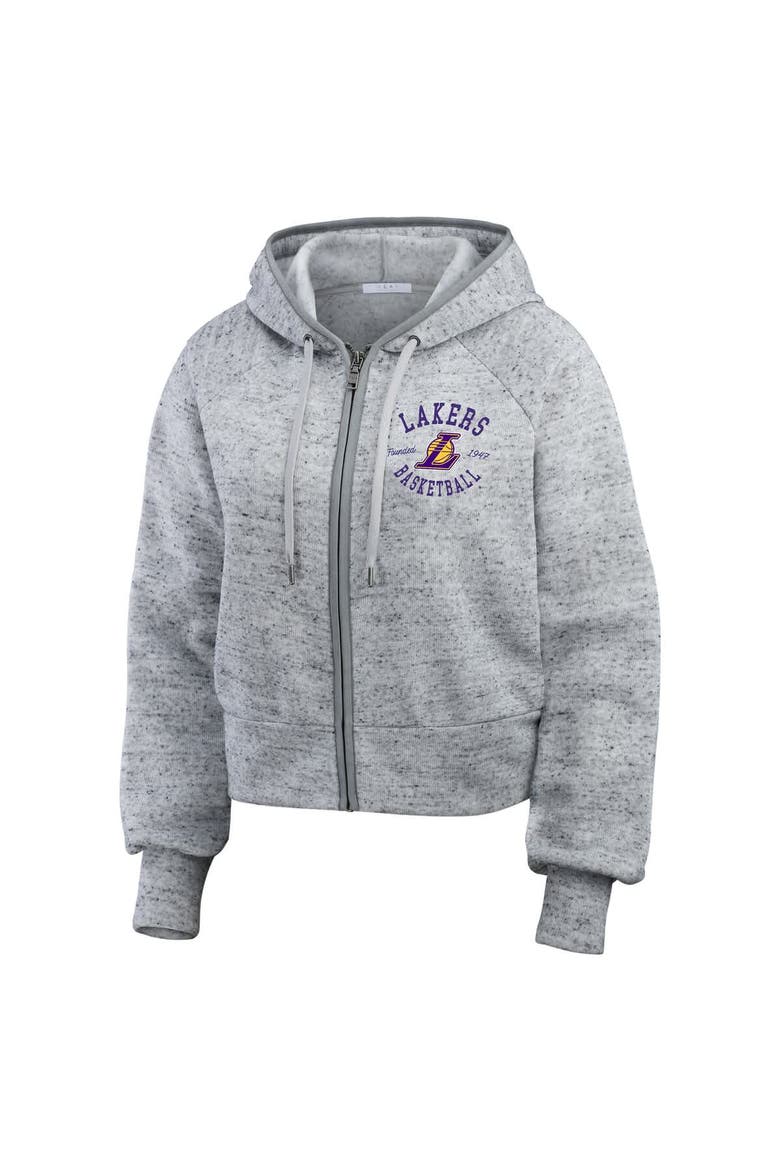 Women's WEAR by Erin Andrews Heather Gray Los Angeles Lakers Speckled Radiator Full-Zip Hoodie, Alternate, color, Heather Gray
