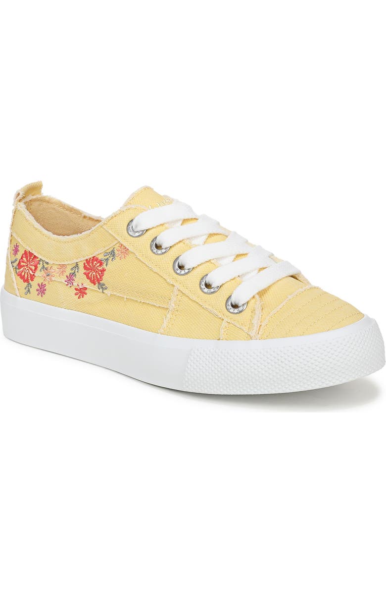 Blowfish Malibu Very Sadie Embroidered Floral Sneaker, Main, color, Butter Yellow Canvas