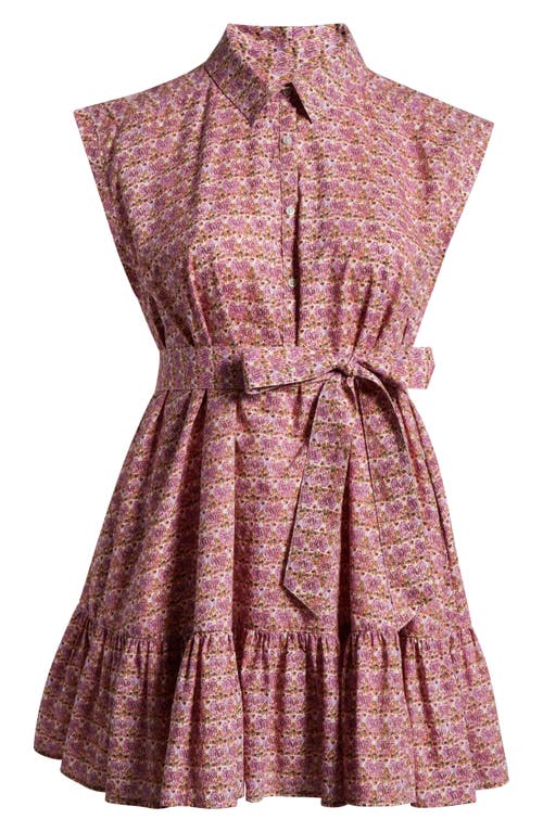 Shop Treasure & Bond Floral Print Ruffle Hem Belted Minidress