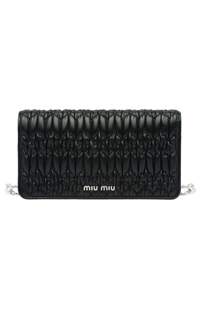 Miu Miu Matelassé Leather Wallet on a Chain, Alternate, color, 