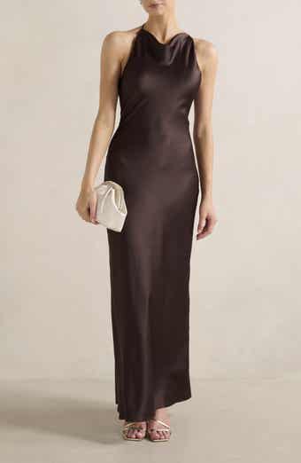 Ever New Ariat Open Back Satin Halter Dress