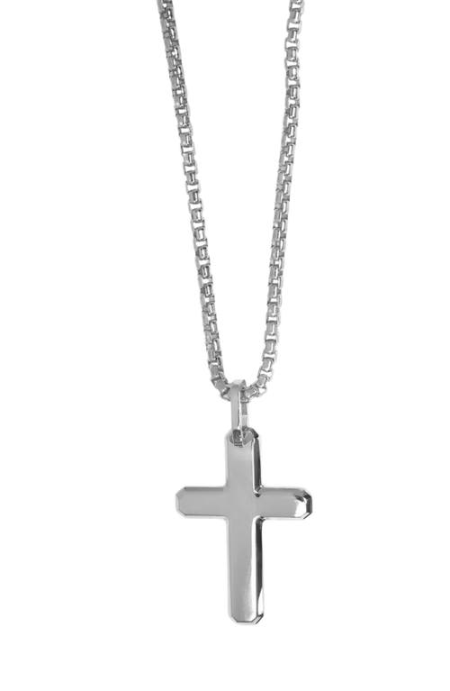 Argento Vivo Sterling Silver Puffed Cross Pendant Necklace In Silver