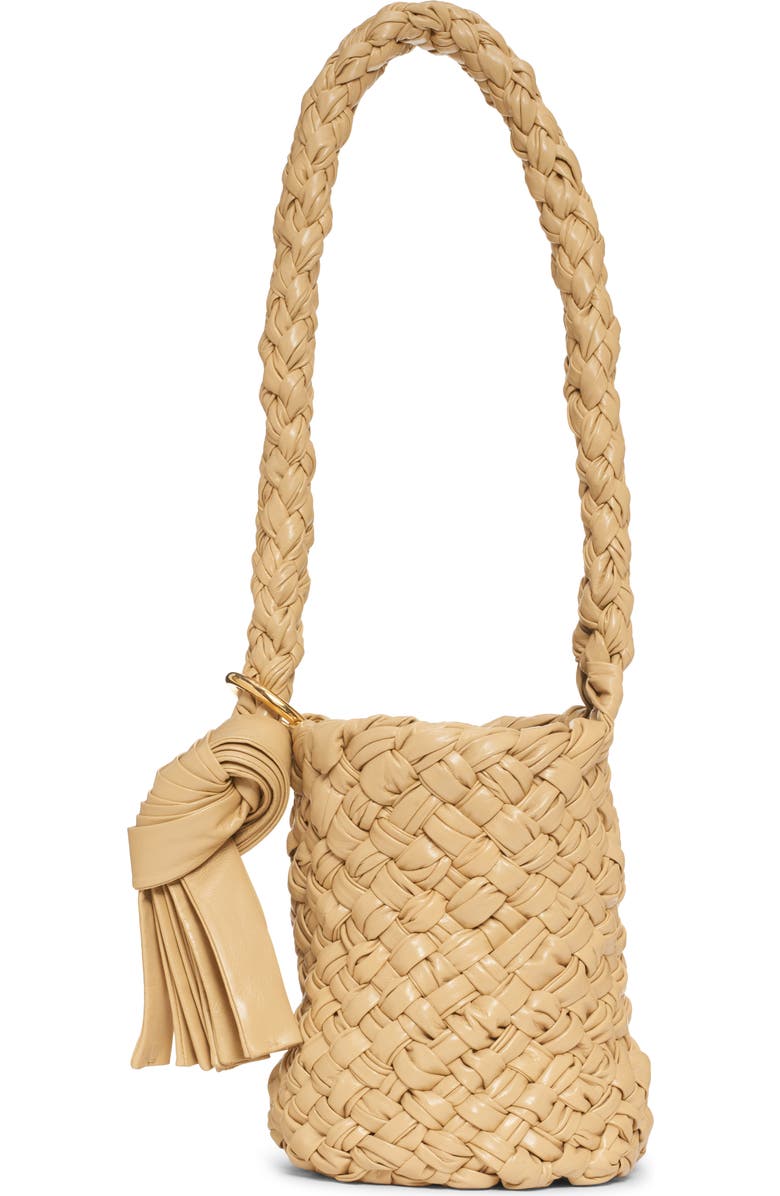 Bottega Veneta Kalimero Plissé Intrecciato Leather Bucket Bag, Main, color, Cob-M Brass