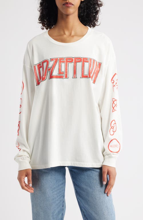 Daydreamer Led Zepplin Four Symbols Merch Cotton Graphic T-shirt In White