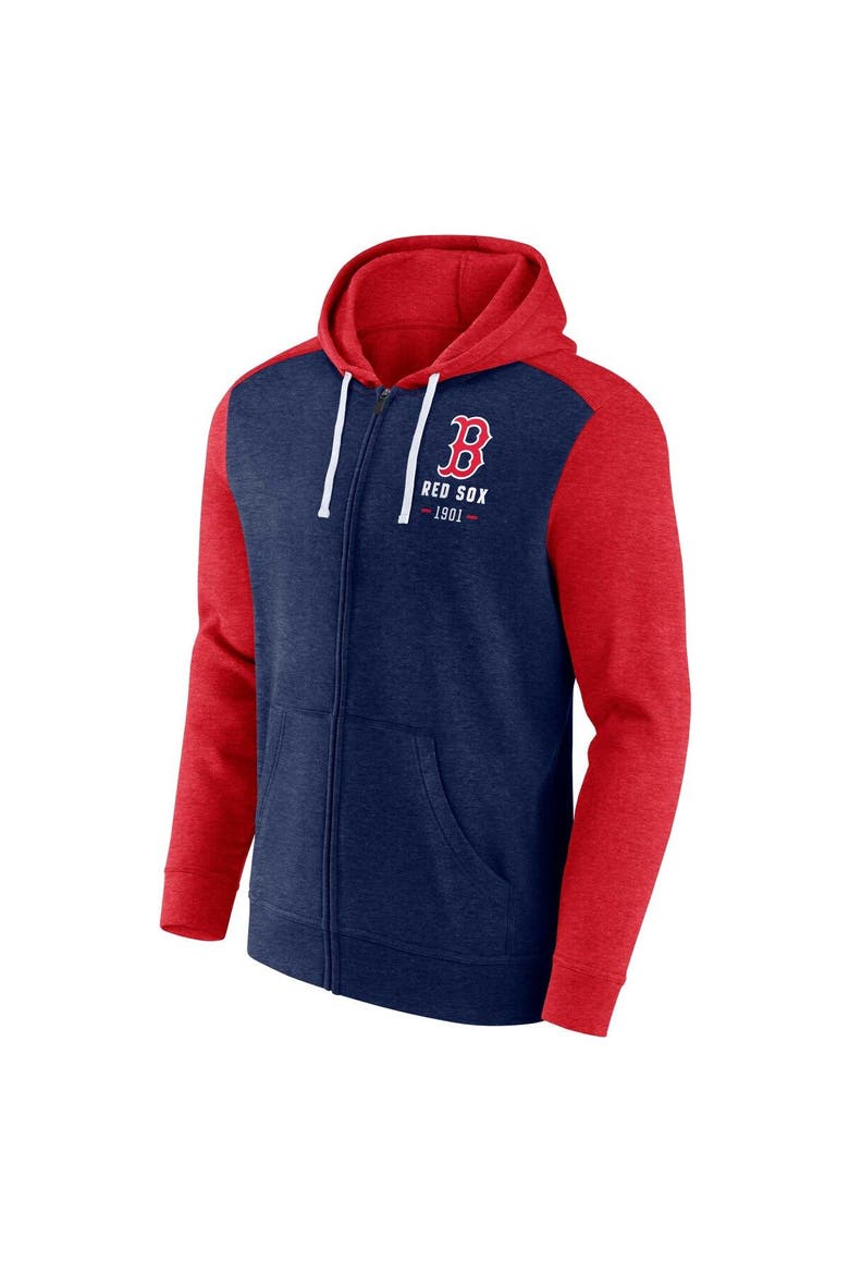Men's Fanatics Branded Heathered Navy/Heathered Red Boston Red Sox Blown Away Full-Zip Hoodie, Alternate, color, Heather Navy