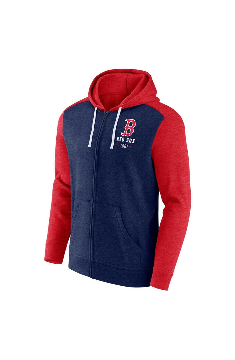 FANATICS Men's Fanatics Branded Heathered Navy/Heathered Red Boston Red Sox Blown Away Full-Zip Hoodie, Alternate, color,
