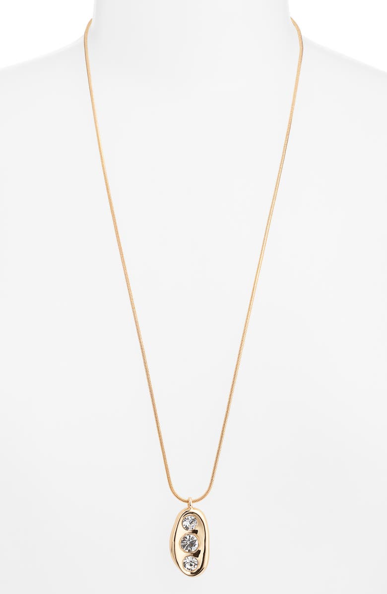 Open Edit Cubic Zirconia Pendant Necklace, Alternate, color, Clear- Gold