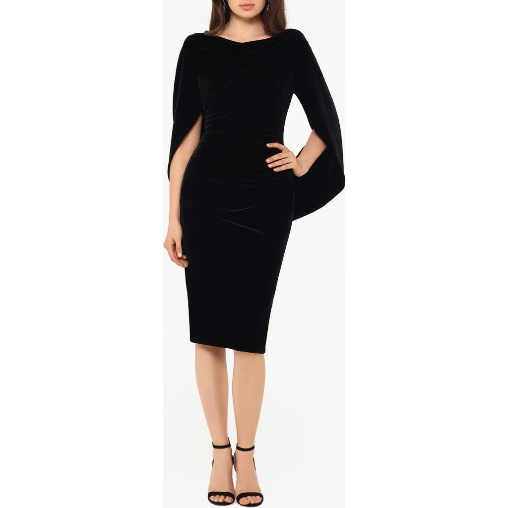 Betsy & Adam Capelet Velvet Sheath Dress In Black