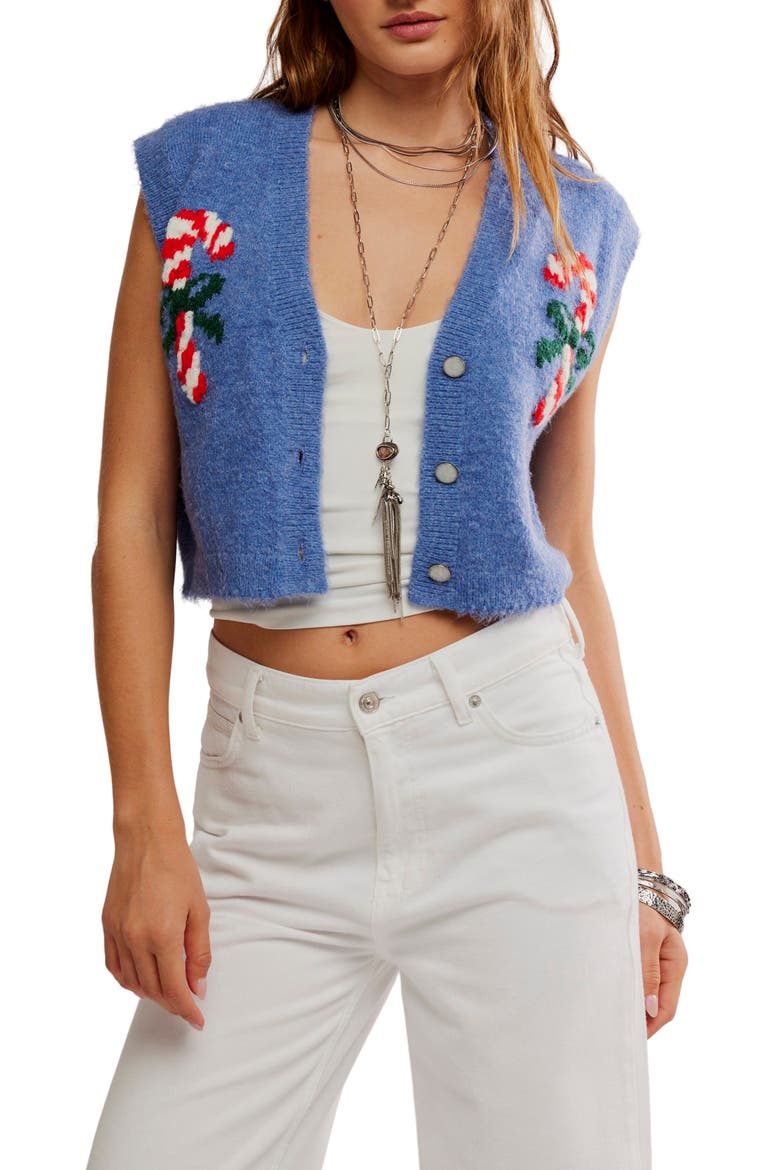 Be Merry Sweater Vest, Main, color, BLISSFUL BLUE COMBO