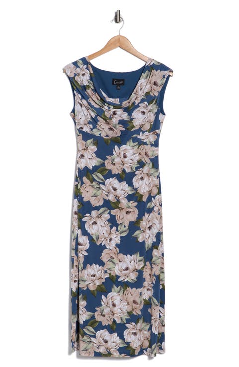 Floral Cowl Neck Midi Dress