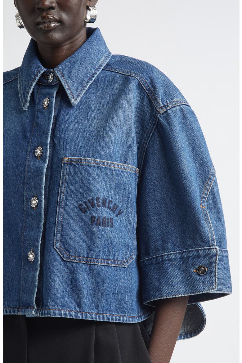 Cocoon Crop Denim Shirt Jacket, Alternate, color, MEDIUM BLUE