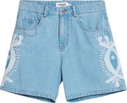 Desigual Appliqué High Waist Denim Shorts