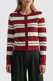 All in Favor Striped Cable Knit Cardigan