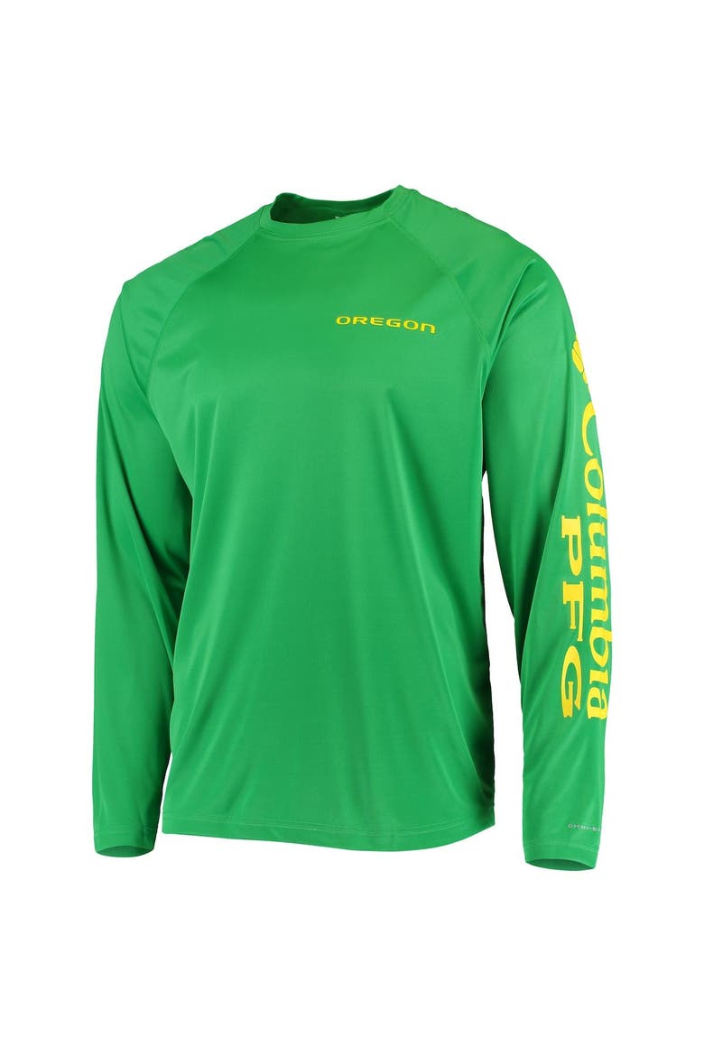 Men's Columbia Green Oregon Ducks Terminal Tackle Omni-Shade Raglan Long Sleeve T-Shirt, Alternate, color, Green