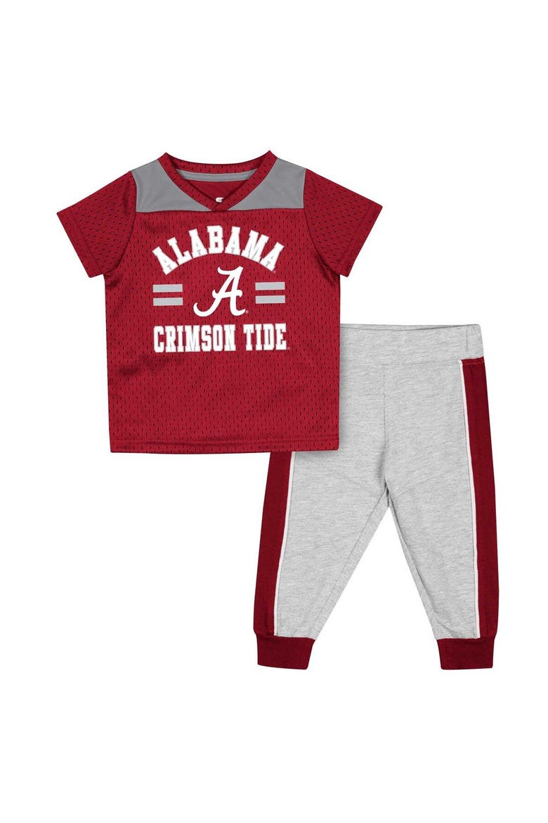 Infant Colosseum Crimson/Heather Gray Alabama Crimson Tide Ka-Boot-It Jersey & Pants Set, Main, color, Crimson