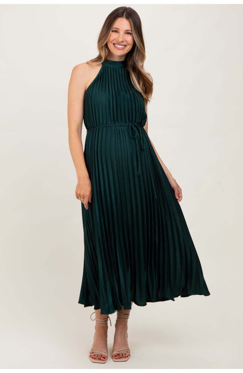 PinkBlush Pleated Halter Dress, Main, color, Forest Green