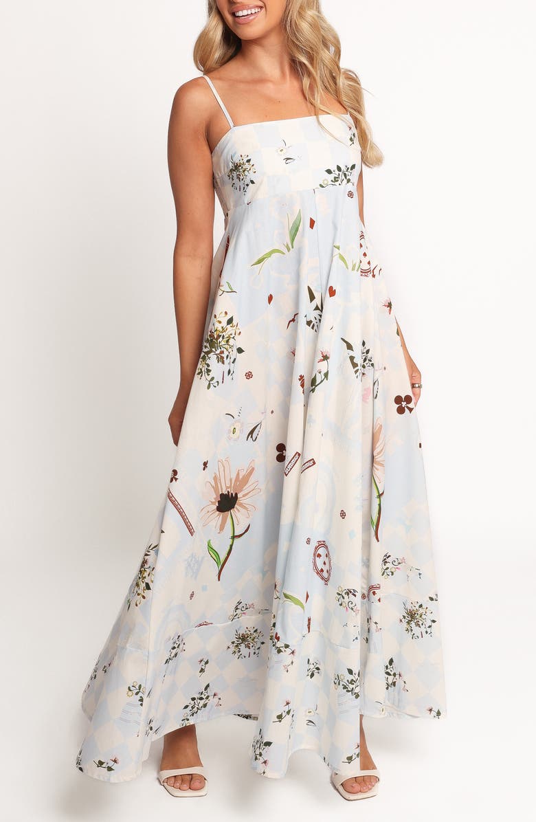Petal & Pup Emmeline Floral Maxi Dress, Main, color, Blue Floral