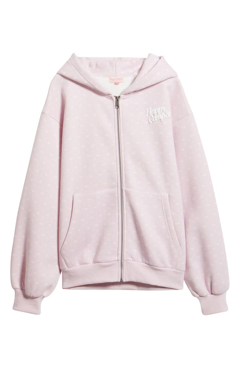 HAPPY CAMP3R Lavender Bloom Zip-Up Hoodie, Alternate, color, Lilac Snow