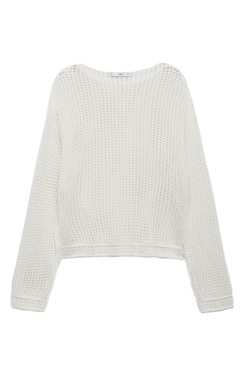 MANGO Open Stitch Cotton Sweater, Alternate, color, White