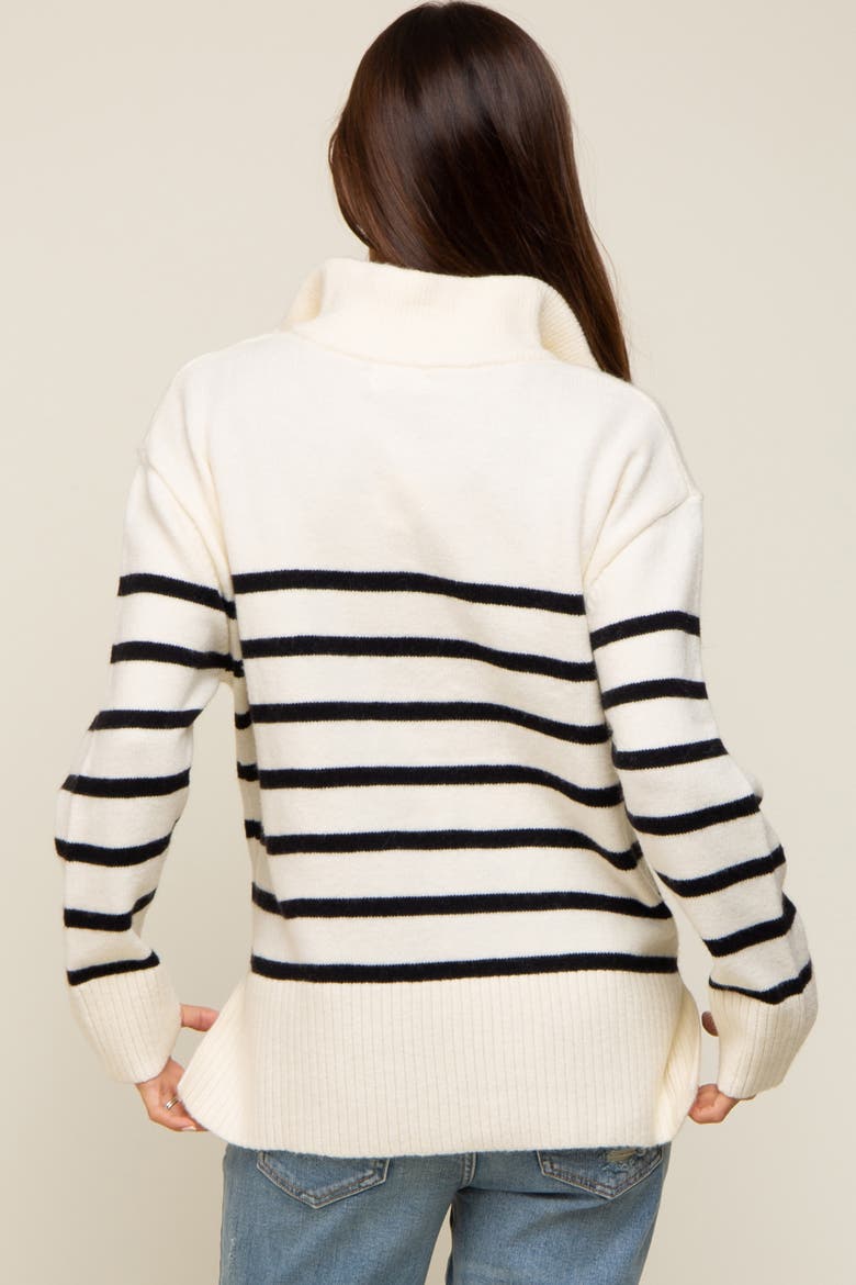 Striped Half Zip Sweater, Alternate, color, Ivory