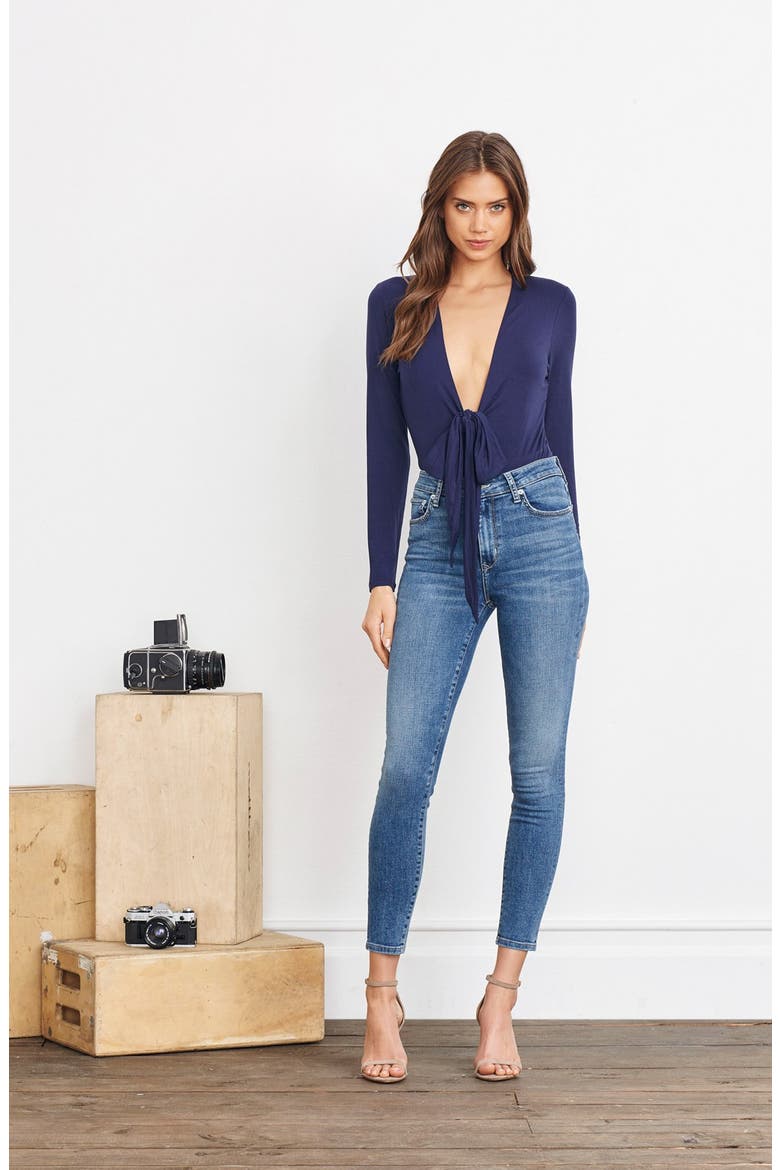 'Rider' Plunge Bodysuit, Alternate, color, NAVY