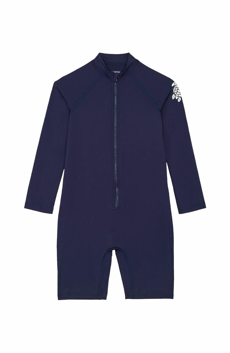 Vilebrequin Kids' Solid One-Piece Rashguard Swimsuit, Main, color, Bleu Marine