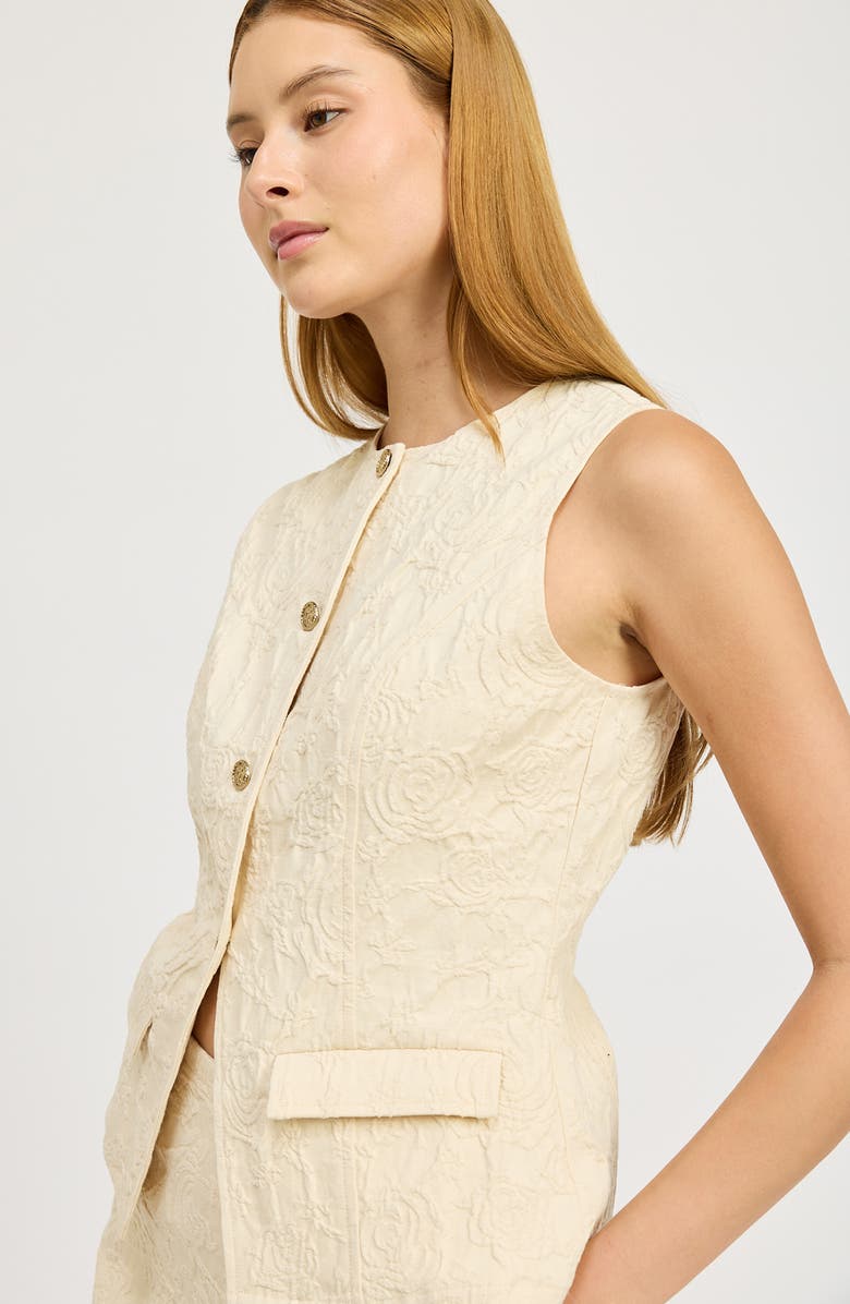 En Saison Alice Textured Cotton Button-Up Vest, Alternate, color, 