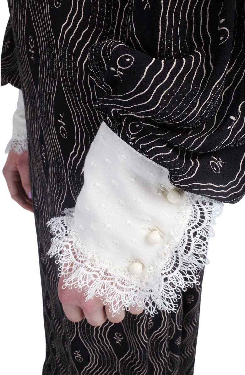 Anna Sui Berry Crepe Victorian Bib Dress, Alternate, color, 