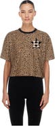 New Era Women's New Era  Brown Houston Astros Leopard Boxy Cropped T-Shirt