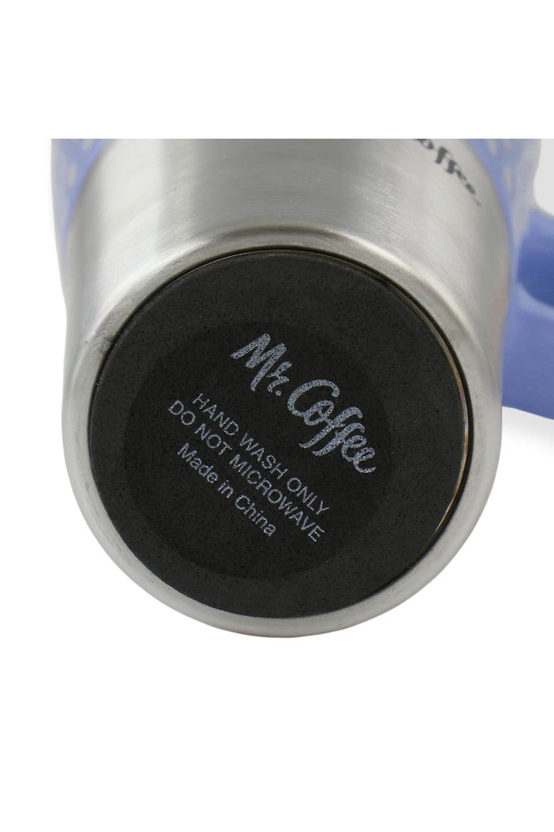 Travertine 16 Ounce Stoneware and Stainless Steel Travel Mug With Lid, Alternate, color, Blue