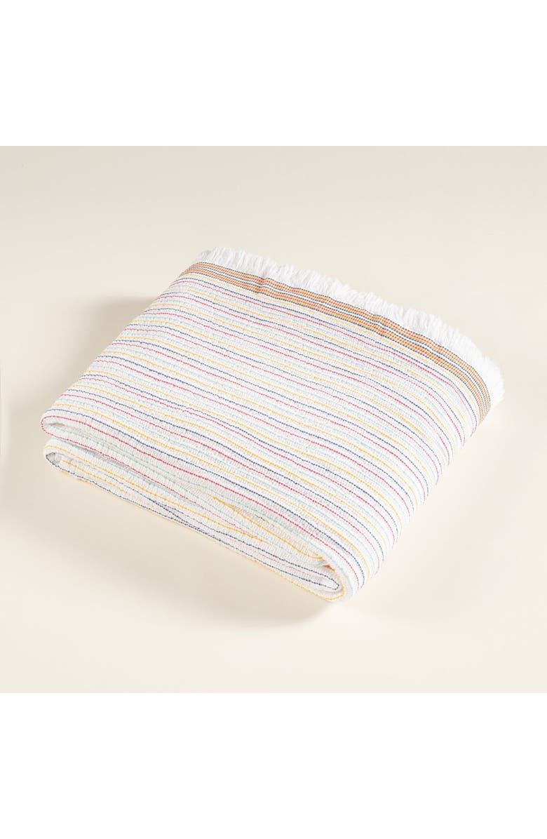 Zsa Zsa Zsu Faro Yarn Dyed Fringed King Size 100% Cotton Pique 94X87 In, Main, color, Ivory