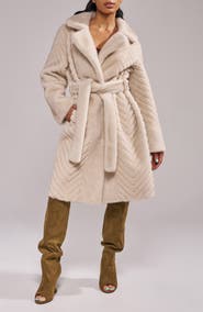 AZALEA WANG Veronica Chevron Faux Fur Jacket