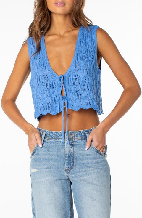 Beach Bound Cotton Crop Sweater Vest
